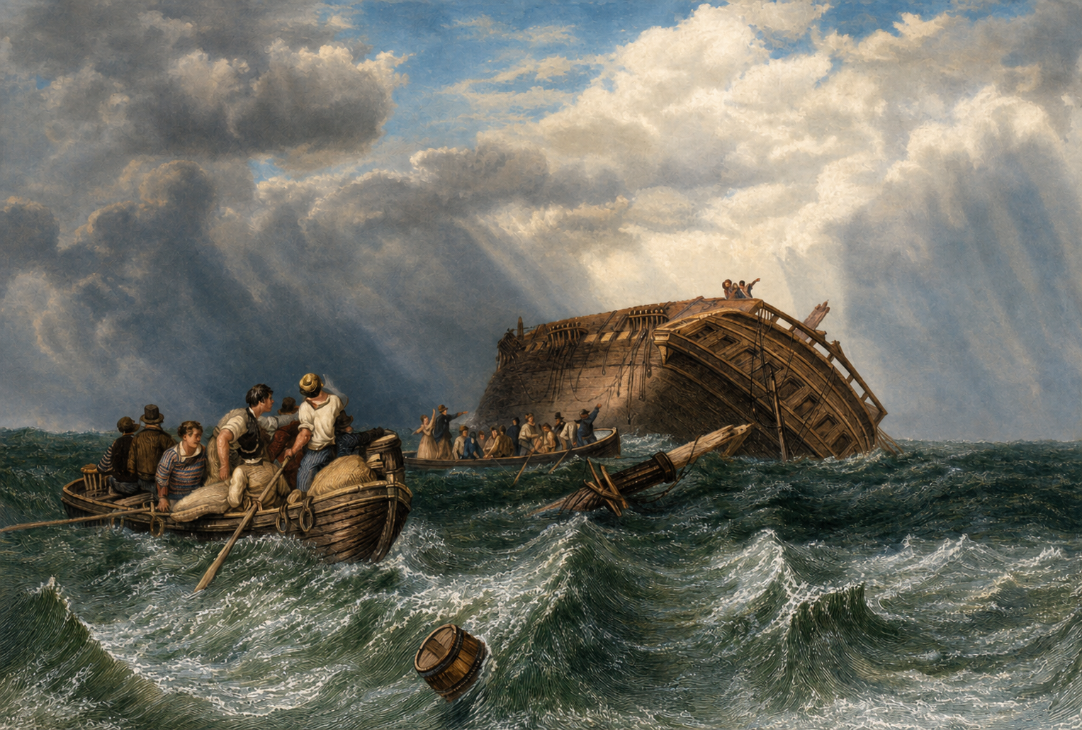 Lost at sea — shipwreck scene